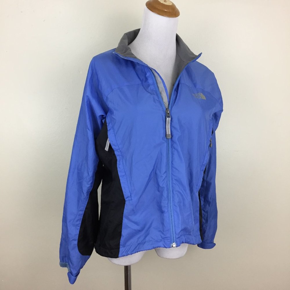 THE NORTH FACE Loose Fit Blue Black Silver Zip Pocket Adj Hem Lightweight Jacket